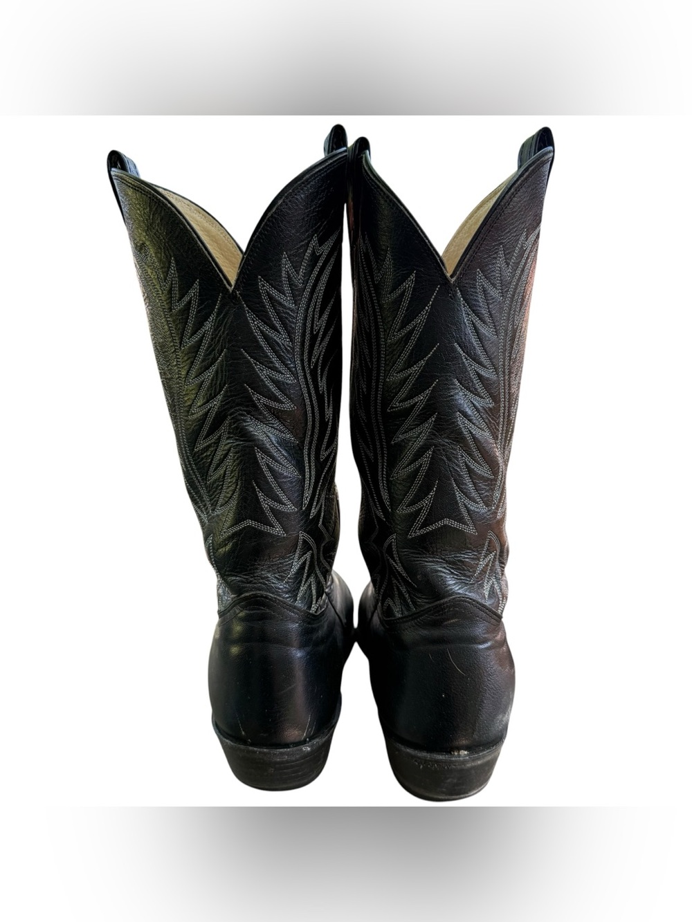 Nocona Mens Black Leather Cowboy Boots Size 13 E Western - Picture 9 of 16